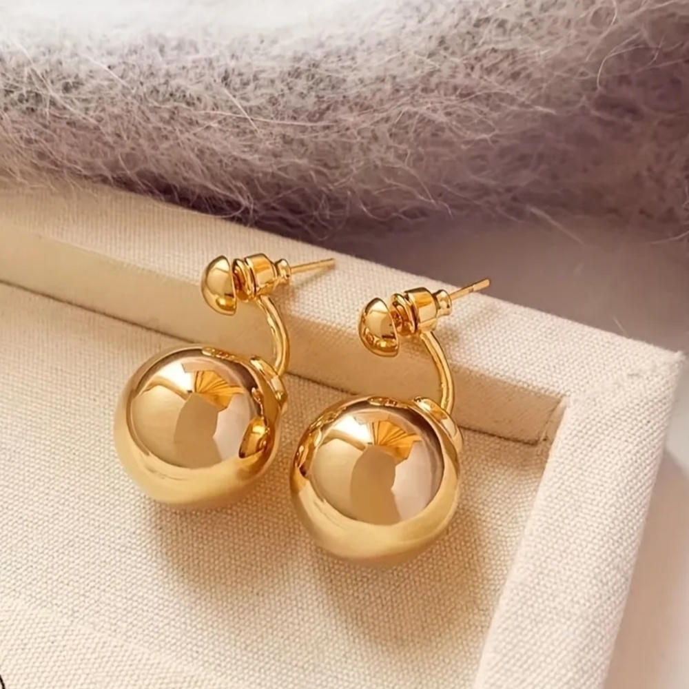 Gold Sphere Earrings